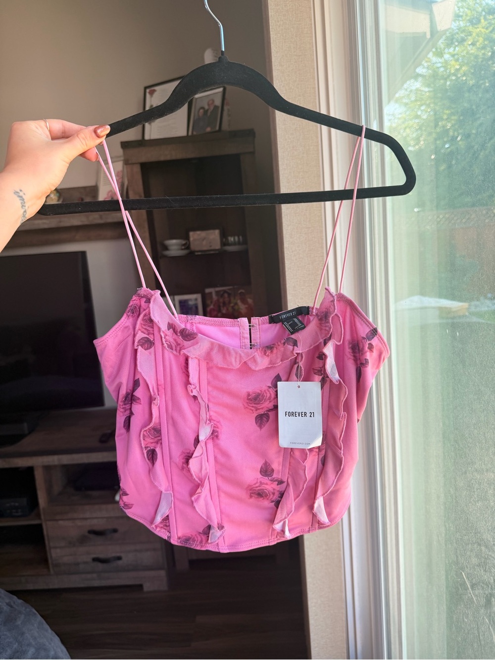 Forever 21 Pink Floral Corsette